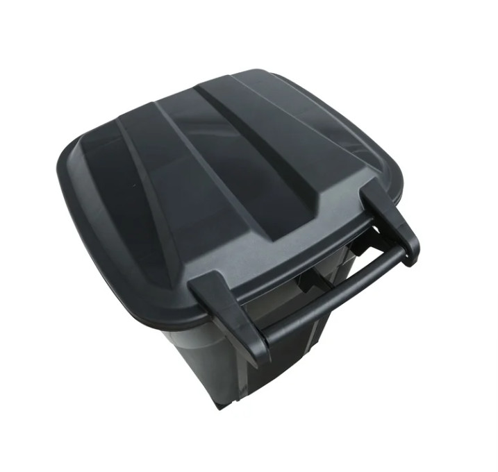 Hyper Tough 32 Gallon Wheeled Heavy Duty Plastic Garbage Can,Attached Lid, Black