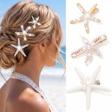 CAKURE Starfish Hair Clip Mermaid Barrettes Seashell Gold,Silver