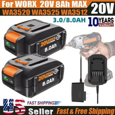 For WORX 20V MAX Extend Lithium Battery or Charger 20 Volt WA3520 WA3525 WA3575