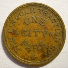 Lincoln Traction Company (Nebraska) transit token - NE540O Lincoln Traction Company (Nebraska) transit token - NE540O