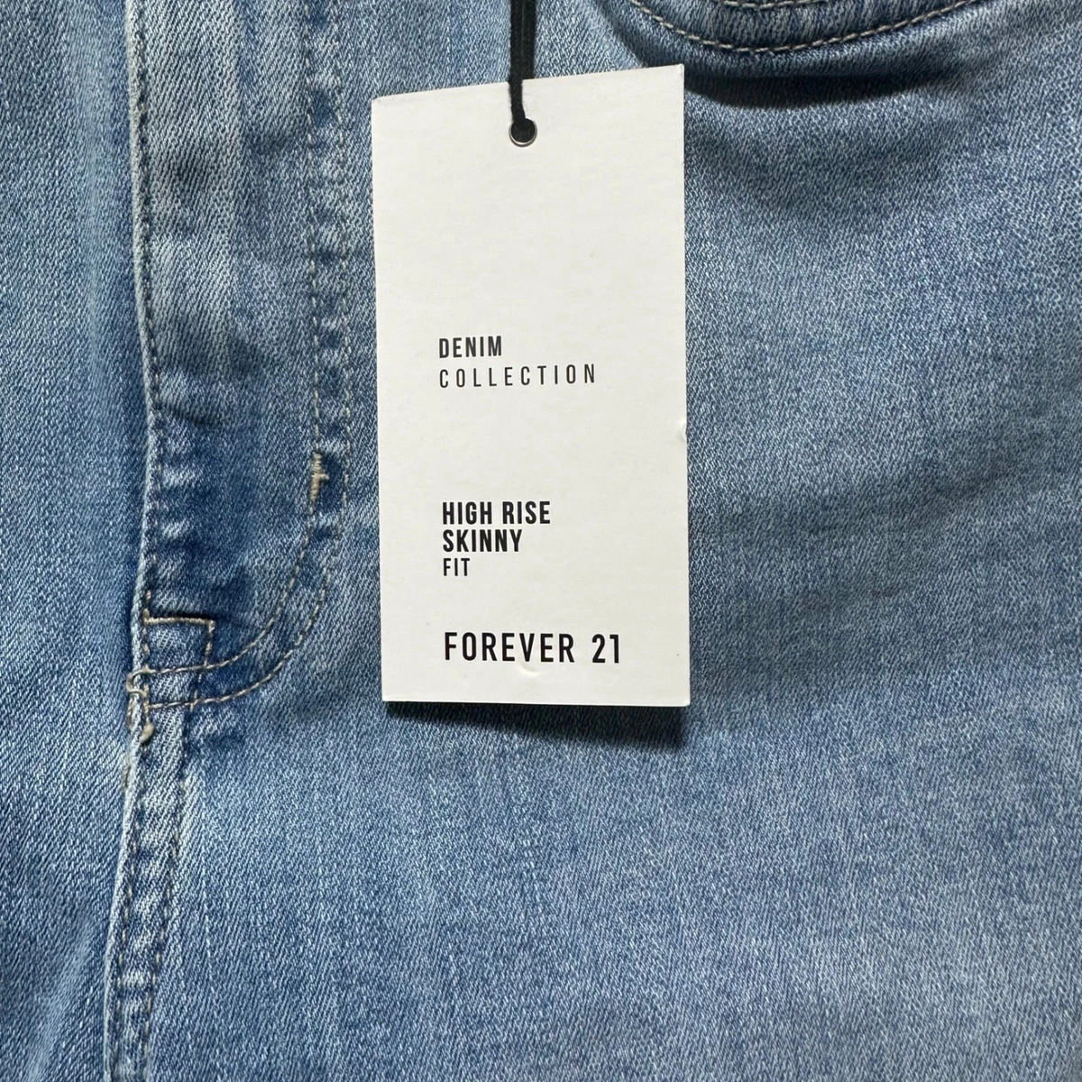 Pantalones de mezclilla ajustados de tiro alto Forever 21 para mujer lavados ligeros desgastados talla 27