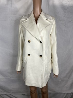 Max Mara Womens Wool Short Double Breasted Peacoat Size 8 Ivory