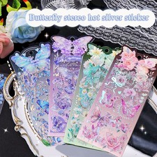 Butterfly Fantasy 3D Foil Stickers for Scrapbooking Pink Blue Green Purple