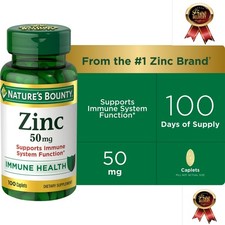 Nature's Bounty Zinc Supports Immune Health 50mg 100 ct Caplets