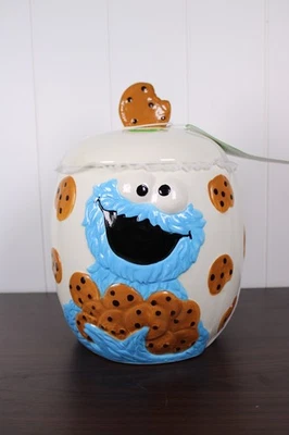 SESAME WORKSHOP Cookie Monster Sesame Street Muppets, Ceramic Cookie Jar 11'' x 8 " NEW