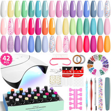 Gel Nail Polish Kit 42 PCS With UV Lamp Light Poly Extension Manicure Tool Set
