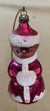 Vintage USSR Russian 4" Snow Girl Magenta Pink Christmas Ornament C-50