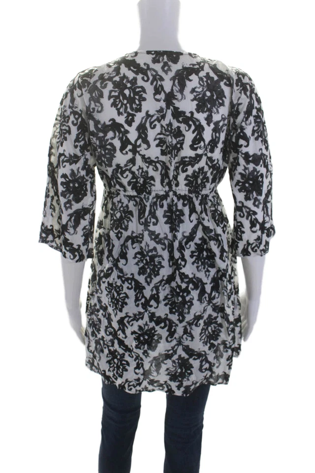 Vestido para mujer Milly Cabana estampado blanco negro algodón talla pequeña Foto 3 de 4