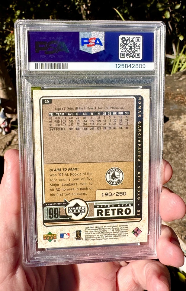NOMAR GARCIAPARRA 1999 cubierta superior retro #15 ORO SP 190/250 PSA 9 COMO NUEVO POP = 1! Foto 2 de 3