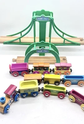 Sesame Street Train Line Suspension Bridge Wooden Set Tootsietoy Thomas Railway - Image 1 of 4