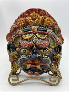 Antique Mahakala Mask Spiritual Emblem Himalayan Buddhist Tibetan Buddhism Mache