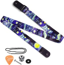 Van Gogh"Starry Night" Ukulele Strap Leather Ends Shoulder Starry Night