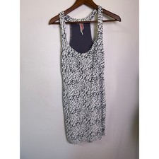 Free People Gray White Puckered Knit Sun Dress Racerback Bodycon Mini Sz L