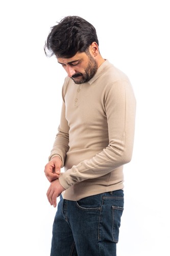 Polo Uomo Invernale Maglia Manica Lunga Maglione Slim Sottogiacca Bottoni VEQUE - Foto 19 di 36