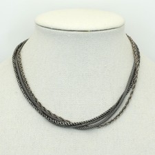 Retired Silpada Oxidized Sterling Silver 4-Strand Chain Necklace N1719 35.4 Gram