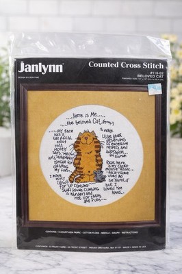 NEW Vintage Janlynn Cross Stitch Kit #116-02 Beloved Cat Finished Size 10 x 10