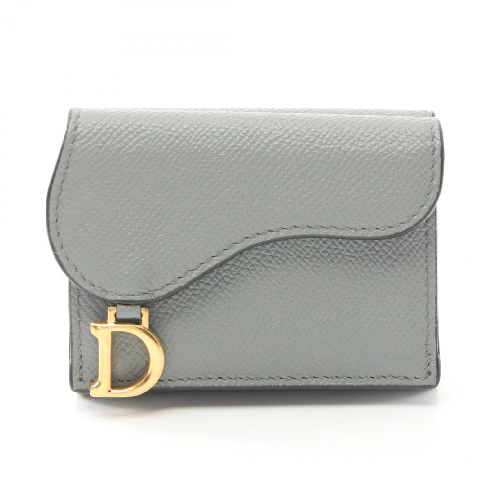 Portefeuille Dior Selle Triple Cuir Femme Gris Occasion