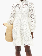 Zimmermann Bells linen-blend guipure-lace mini dress NEW £995 Size 2
