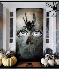 Scary Skeleton Door Cover - Horror Decoration for Front Door, Indoor Halloween P