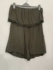 Khaki Green Strapless Woven Playsuit Size M