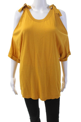 MRZ Womens Short Sleeves Crew Neck Sweater Yellow Size Extra Extra Small