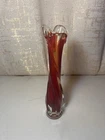Brinn’s Red Swung Vase 9 Murano Style Made In Japan Art Glass Vintage MCM