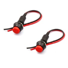 2x Red Round Circle Momentary Reset Push Button Switch Wired Car/Truck DC 12V 5A