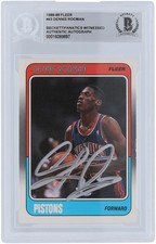 Dennis Rodman Detroit Pistons Signed 1988-89 Fleer Series 1 #43 BAS Rookie Card