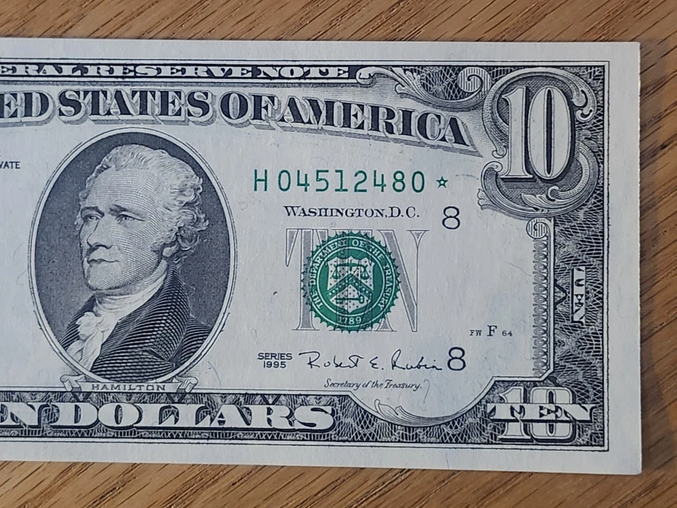 1995 $10 "STAR NOTE" GEM/UNC ST LOUIS #H04512480* 3 OF 3 CONS SERIAL NUMBERS - Image 4 of 4