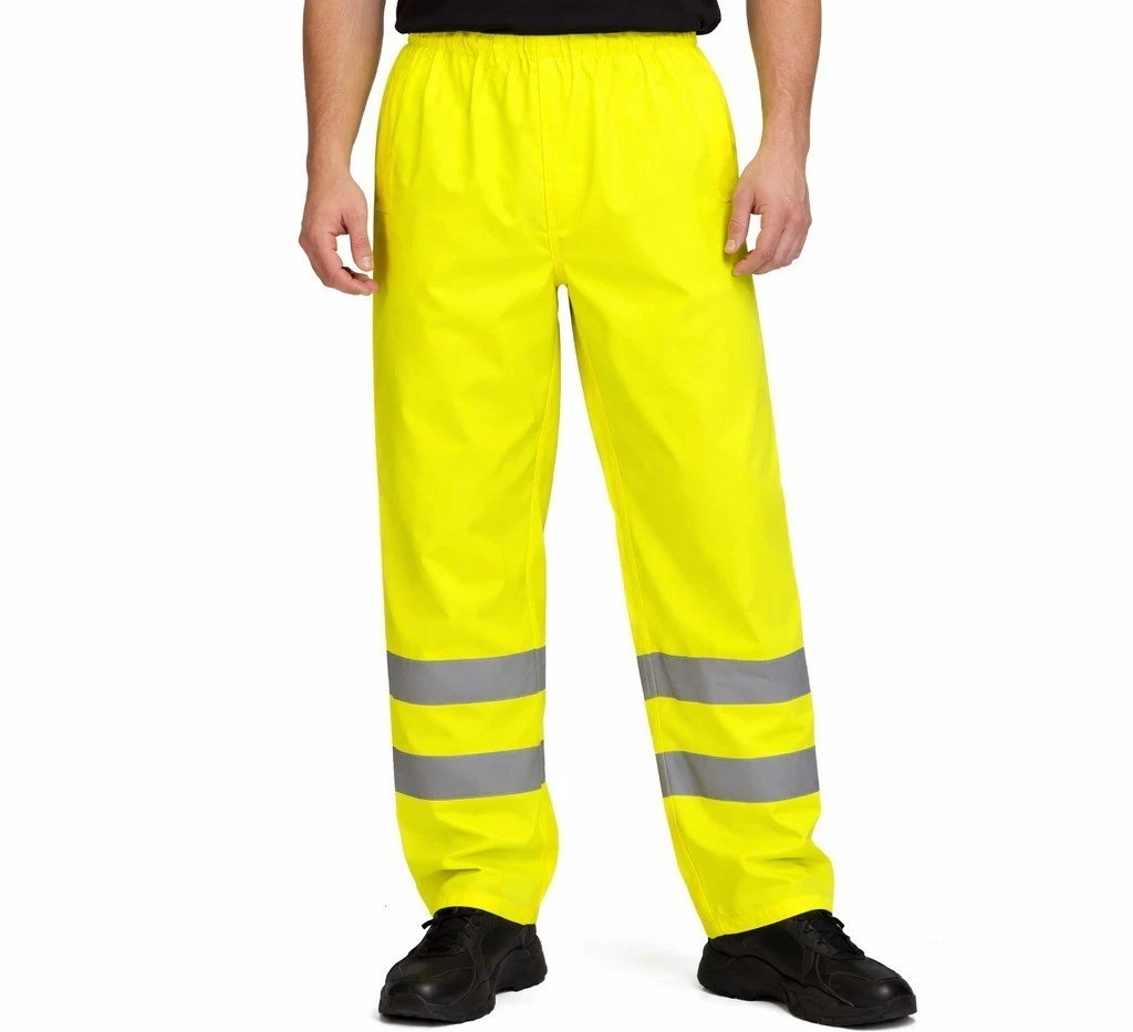 Hi Vis Over Trousers Waterproof High Visibility Workwear Bottoms Pants S-3XL