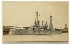 U.S. Battleship Nebraska On Her Trip Up The Mississippi River Rppc Postcard