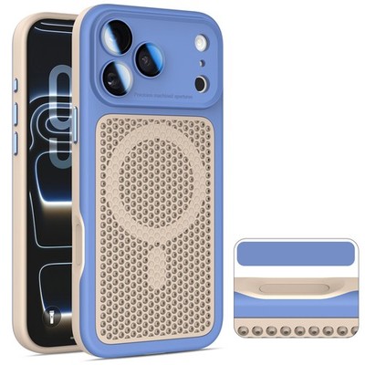 For iPhone 17 Pro Max 16 15 14 13 12 Rubber Magnetic Mesh Case Heat Dissipation