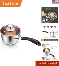 1 Quart Saucepan with Tempered Glass Lid - Easy to Clean & Non-Toxic