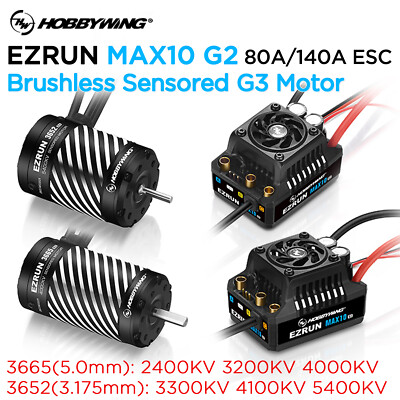 HOBBYWING ESC & ブラシレスモーター HobbyWing 3652 Brushless Motor and 80A 140A MAX10 G2 ESC Combo for