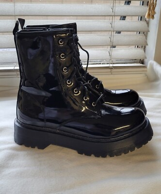 pretty little thing Black Shinny Patented Leather Size 10 Women's 