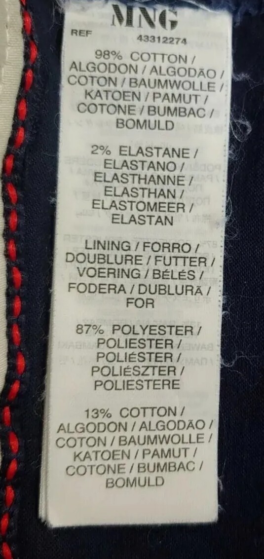 Mango MNG Basics Womens Pants Size 12 Blue Zipup Pockets Stretch Flat Front thumbnail 7