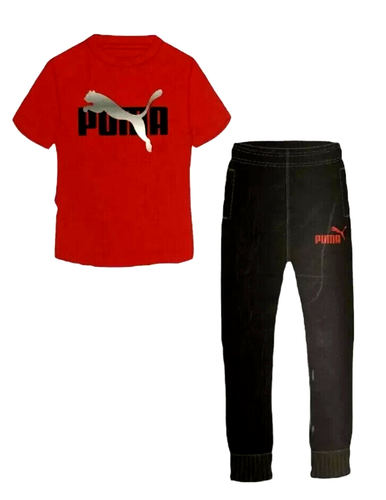 Puma Boys Tee & Jogger Set 2 pc Red & Black Szs M, L, XL, XXL New in Package - Picture 2 of 6