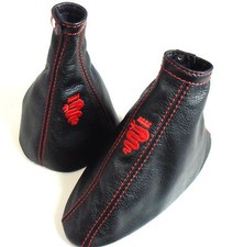 Gtv Spider 916 Alfa Romeo Schaltsack und Bremse Schwarzes Leder mit Stickerei