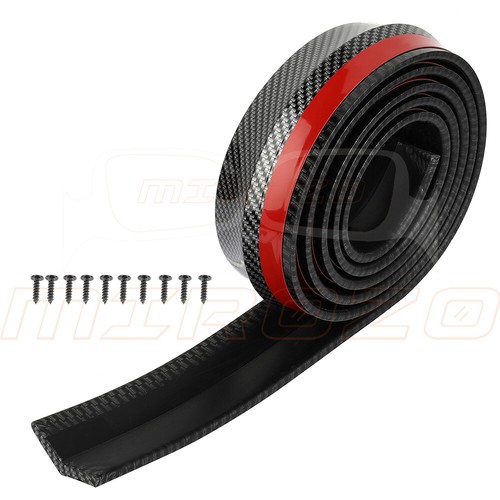 1X Front Bumper Lip Chin Roll Skirt Rubber Splitter Carbon Fiber Universal - Picture 2 of 10