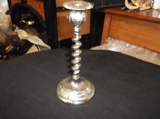 VINTAGE ORNATE SMALL CHROME PLATED CANDLESTICK SPIRAL CORKSCREW STEM BALL TOP