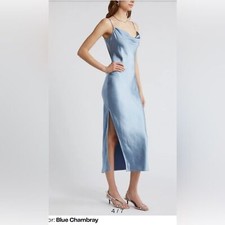 Open edit women s blue slip dress sz m small pulls