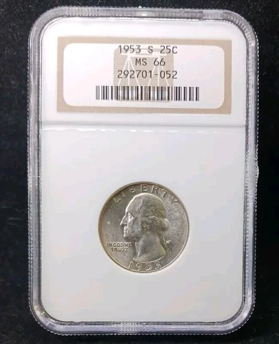 1953 S NGC MS66 Washington Quarter Coin