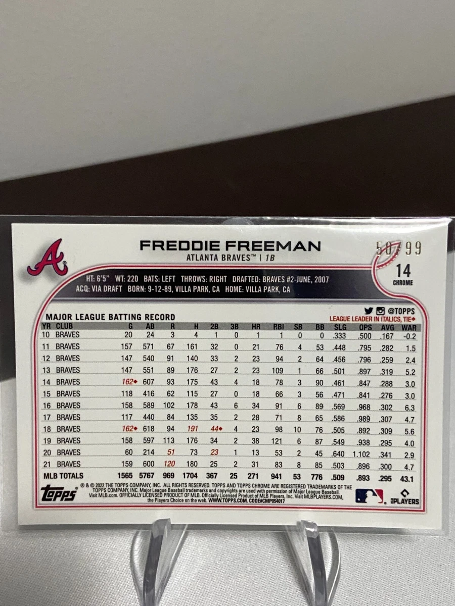 2022 TOPPS CHROME #14 FREDDIE FREEMAN VARIATION SP GREEN SPECKLE