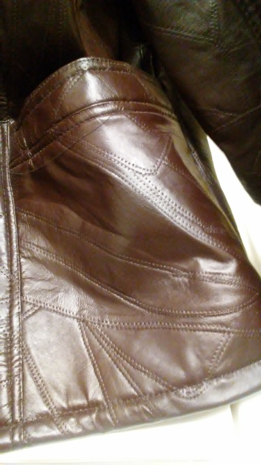 DARK BROWN PATCH DESIGN LEATHER JACKET WITH HOOD … - image 2