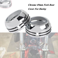 Chrome Fork Boot Cap Covers For Harley Dyna Street Bob Wide Glide 49mm Front End