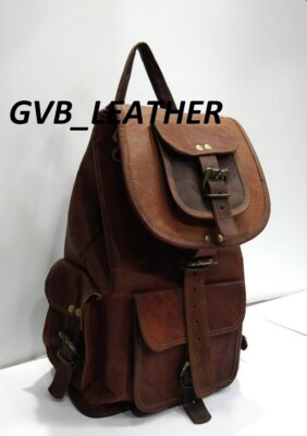 Men's Trustworthy Leather Backpack Bag Satchel Briefcase Laptop Brown Vintage 