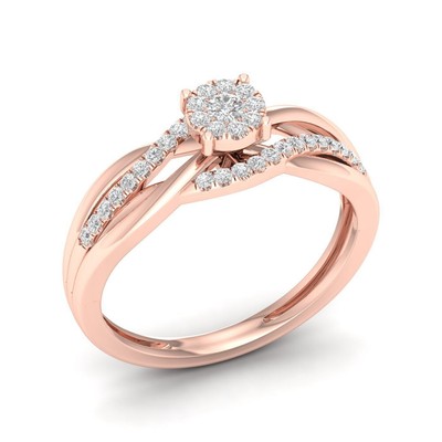 0.25 Carat 10k Rose Gold Black & White Diamond Ladies 3-Stone Promise Ring - Size 5.5 (1/4 CT Total Weight) - View #10