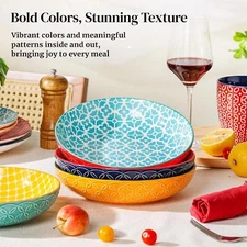 Pasta Bowl, 35 oz. Large Salad Bowl, Porcelain Dinner Plate Bowl Set of 4