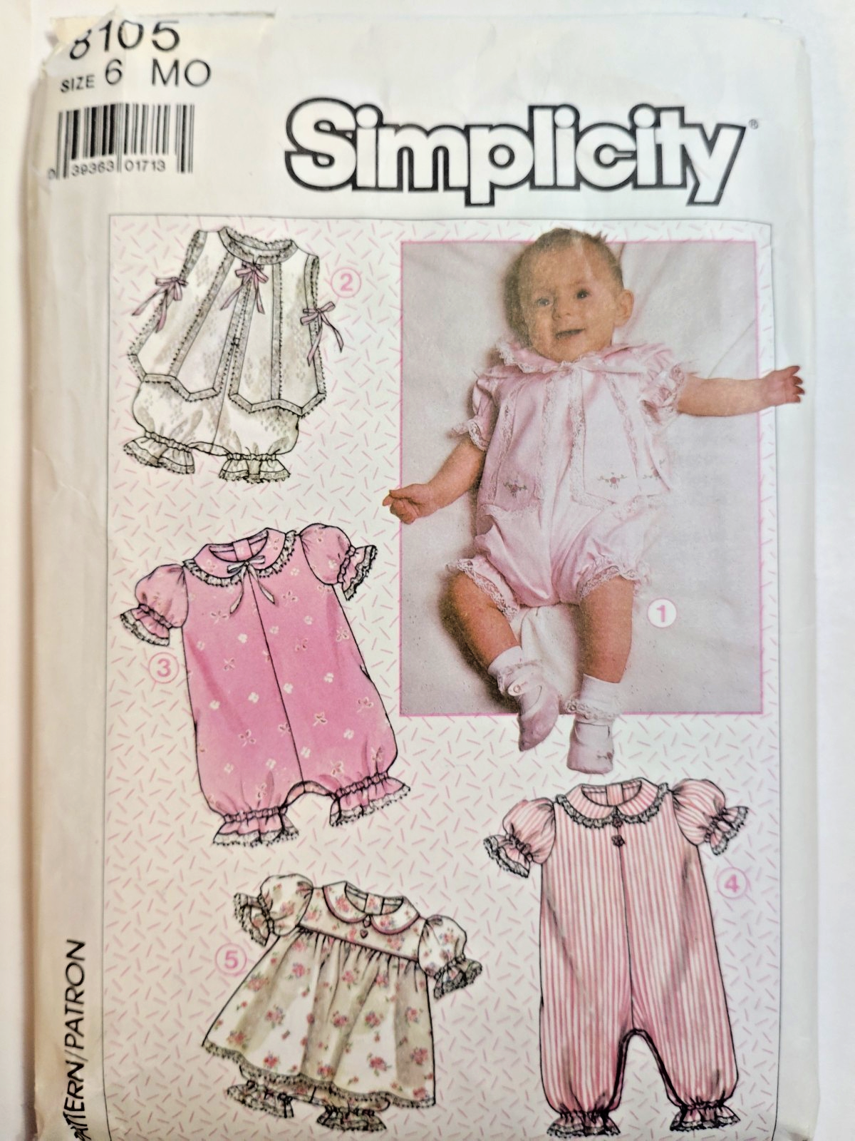 Romper Bloomers Shoes 6M Infants Simplicity 8105 Sewing Pattern Clothes Outfit-image