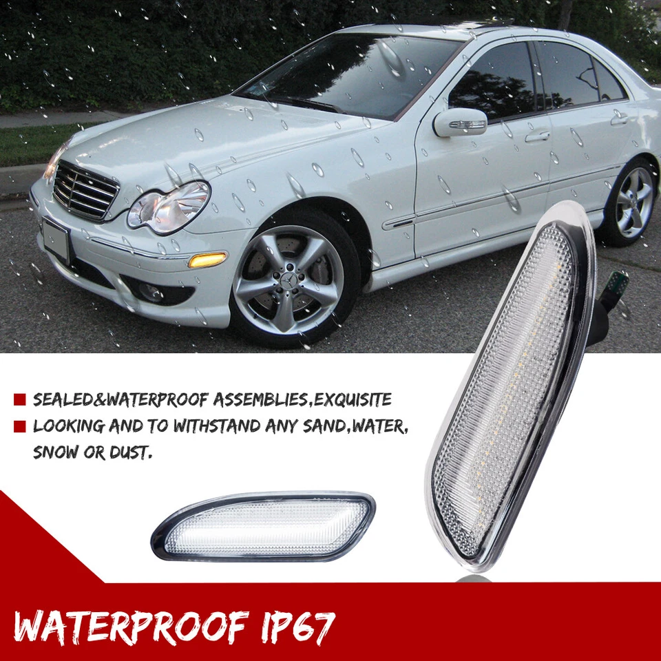 Luces LED laterales blancas carcasas transparentes para Mercedes Benz W203 Clase C 01-07 Foto 4 de 4